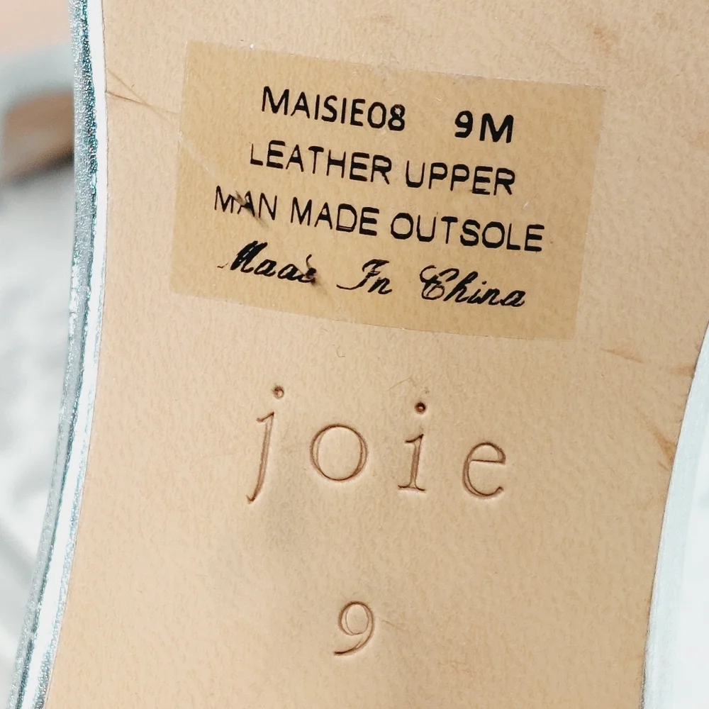 NEW Joie Maisie Silver Leather Ankle Strap Heeled Sandals H376